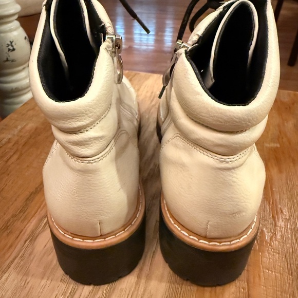 Limelight Cream Lace Up Boots Chunky Boots - Picture 4 of 5